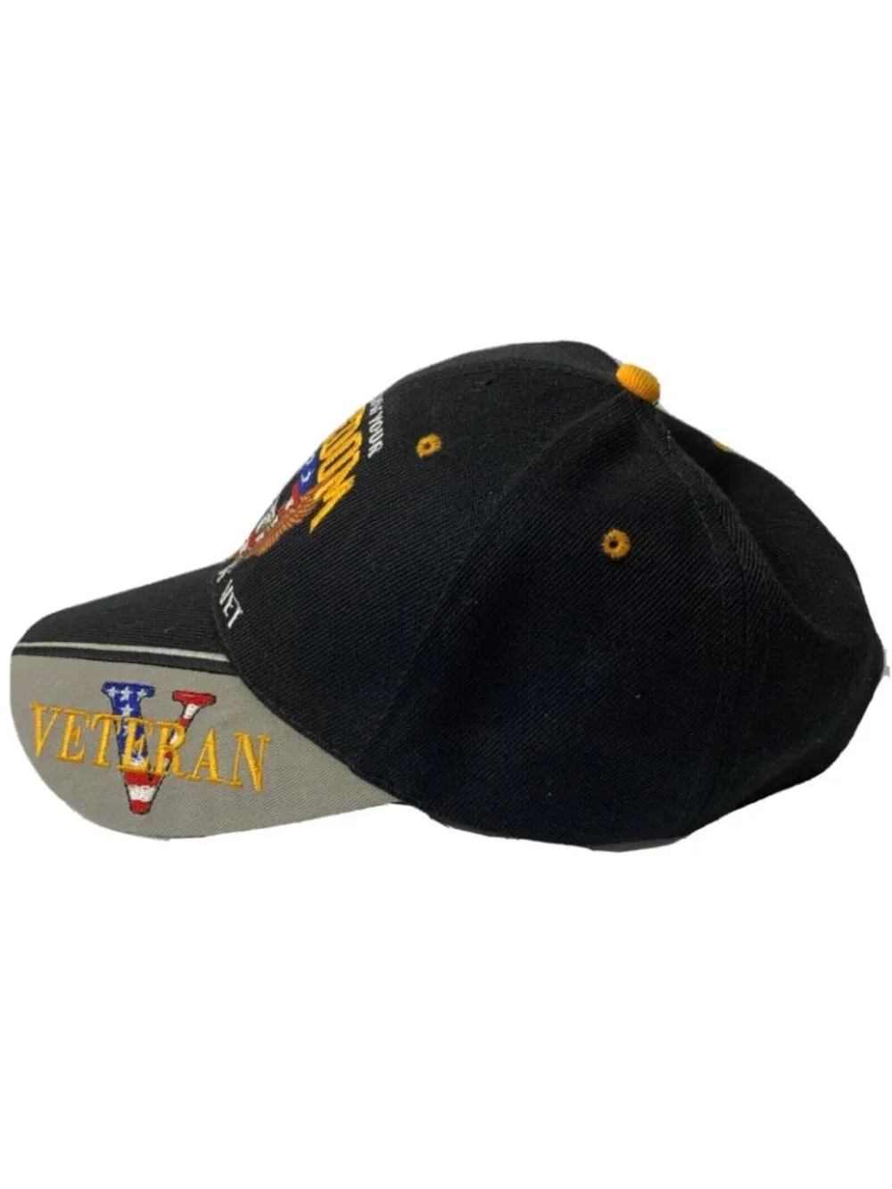 Thank a Vet - Veterans Freedom Black Patriotic Baseball Cap Adjustable
